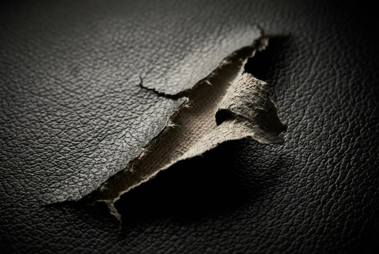 Gros plan texture simili cuir qui s'effrite et pèle