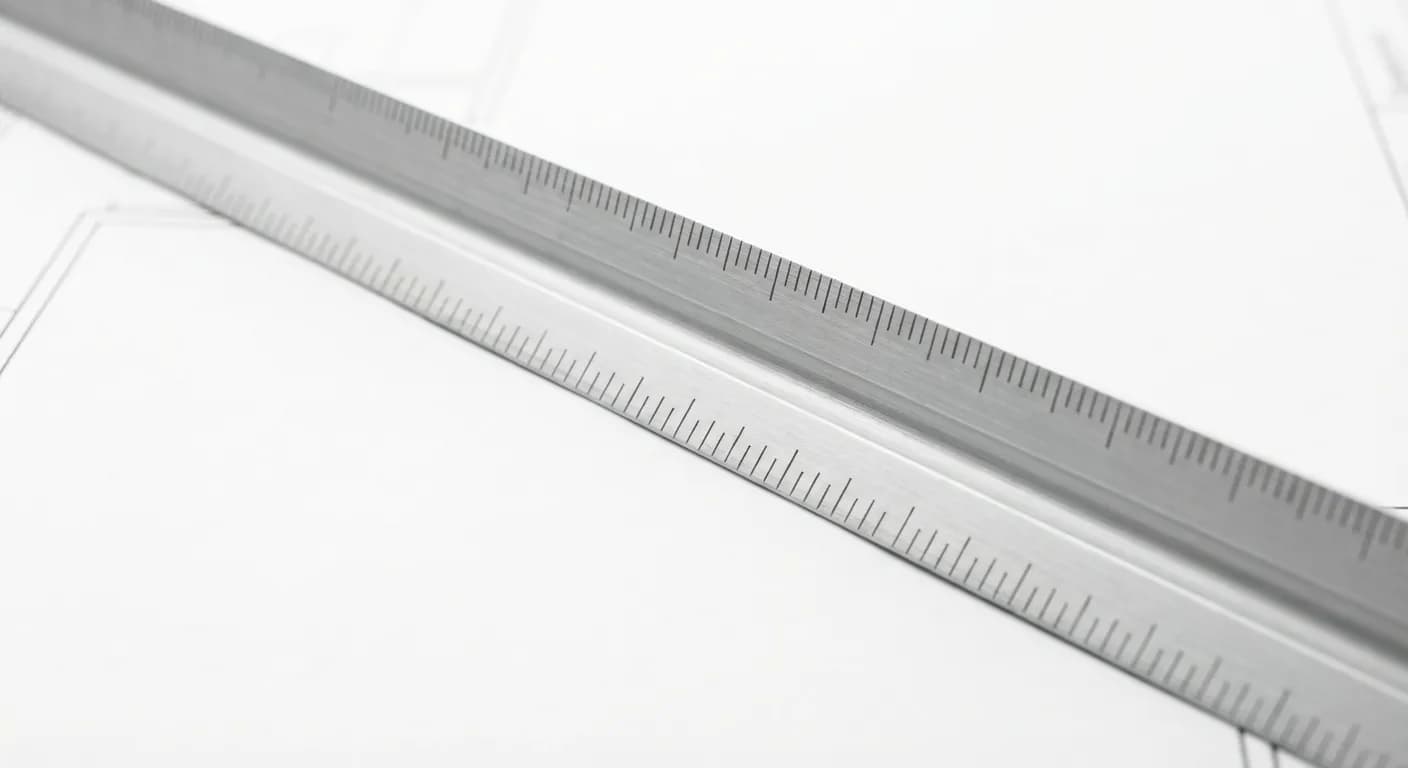 Plan d'architecte et règle de précision pour projet de rénovation d'envergure