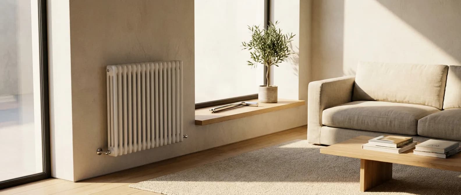 La clé Allen, outil essentiel pour un chauffage optimal. Clé Allen élégamment posée sur le rebord d'une fenêtre dans un salon moderne et lumineux.