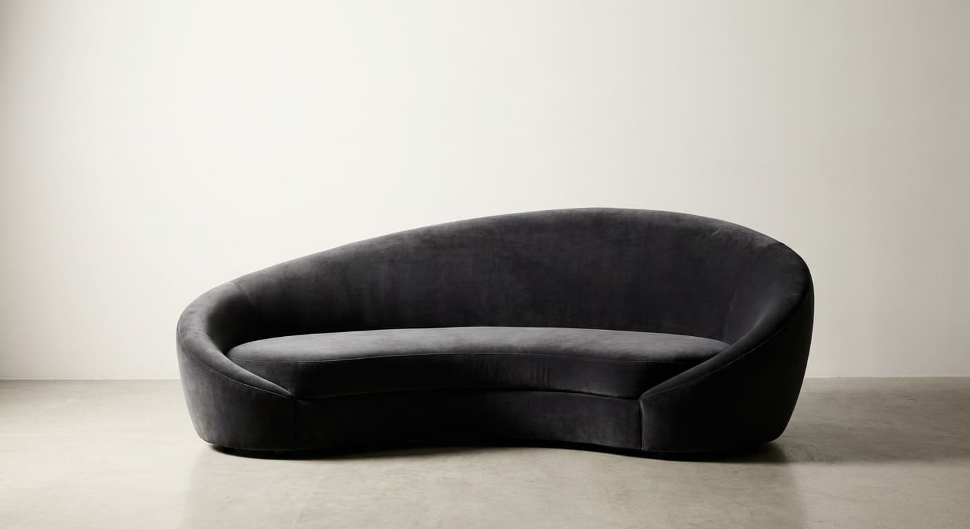 Caractéristiques et prix d'un canape rochebobois en 2026 Vue minimaliste centrée d'un canapé design iconique aux formes courbes