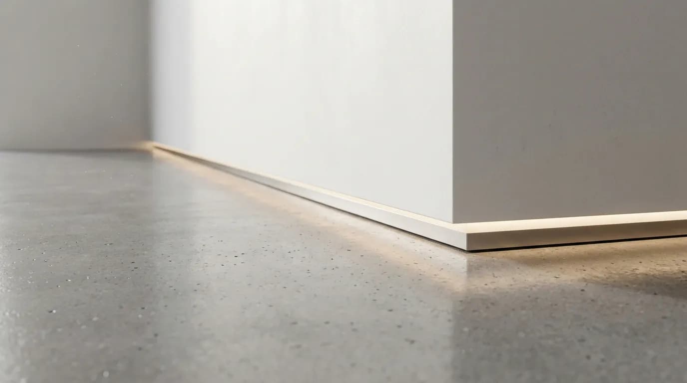 Solution technique joint creux Détail technique d'un joint creux illuminé remplaçant la plinthe traditionnelle