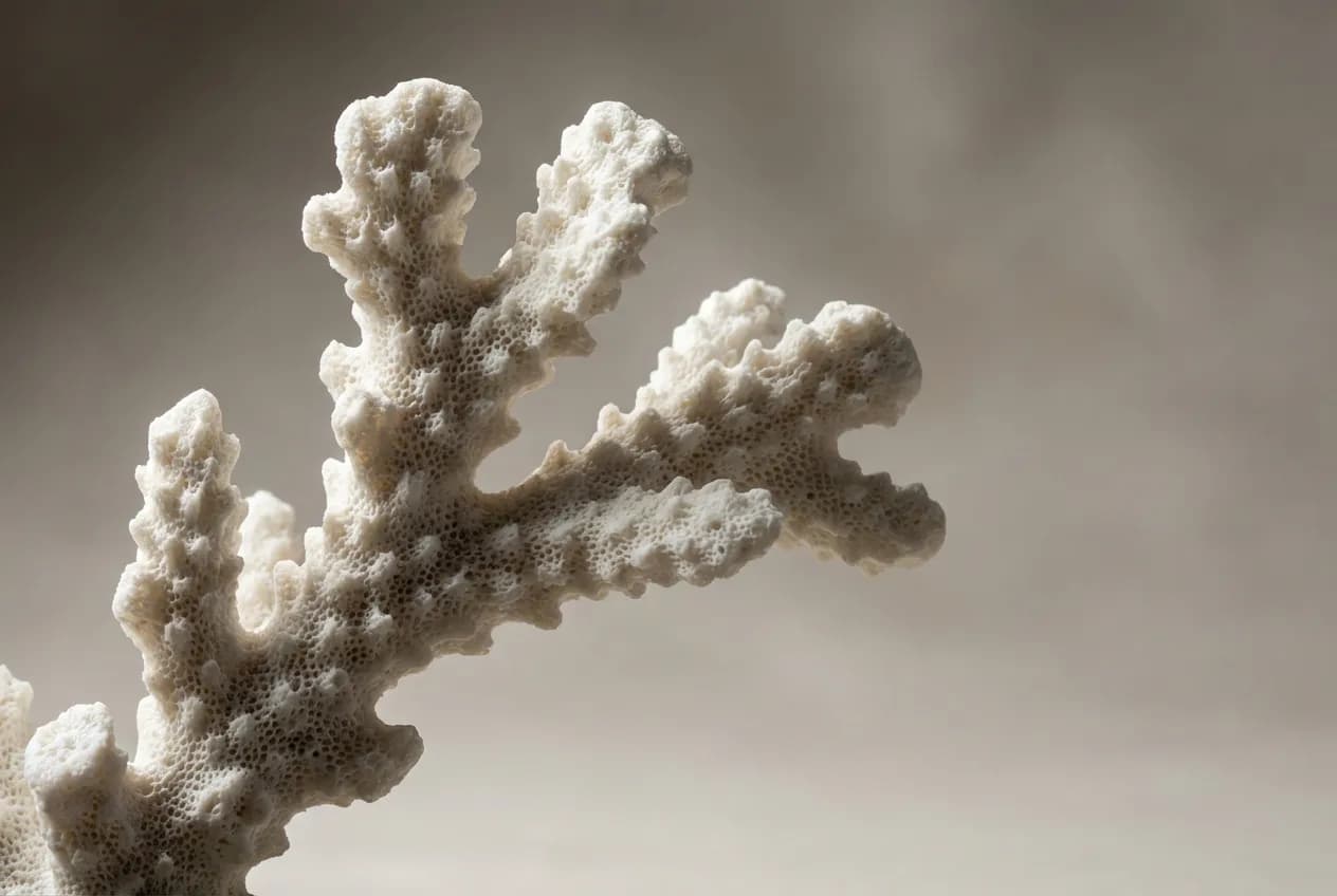 Comment nettoyer du corail mort : Guide complet et astuces Gros plan macro sur la texture poreuse d'un corail mort parfaitement nettoyé