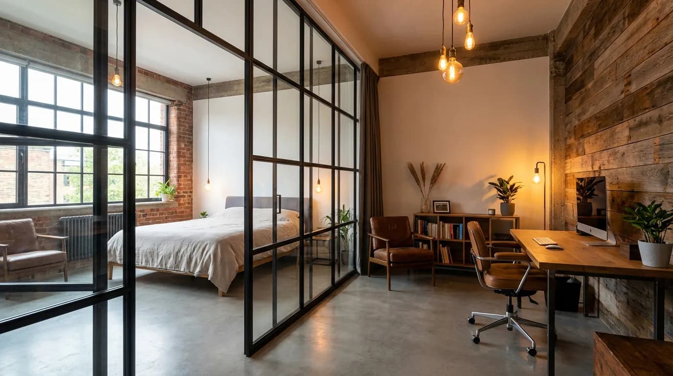 Verrière intérieure de séparation Installation d'une verrière type atelier pour séparer une chambre sans perdre de lumière