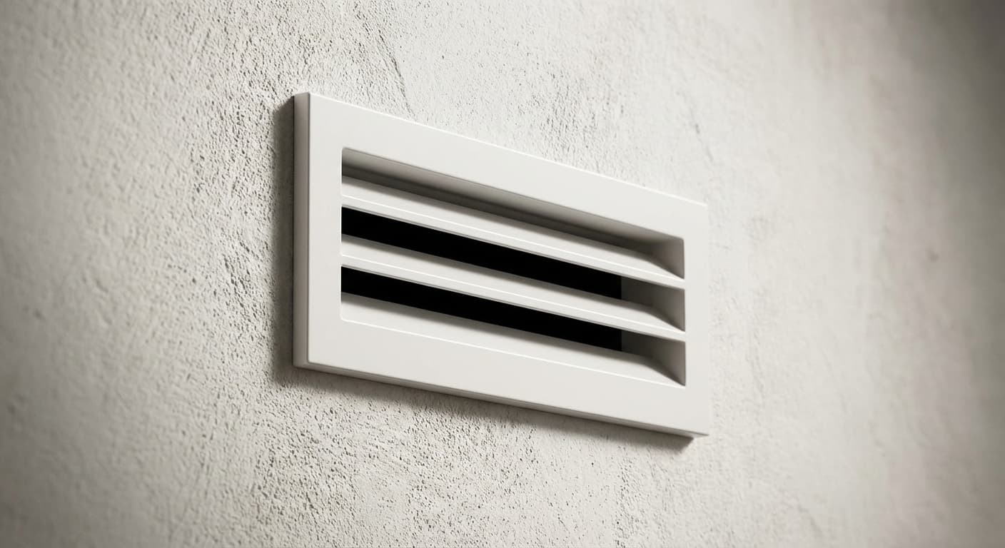 Comment nettoyer un tuyau de VMC de votre maison en 2026 Gros plan minimaliste d'une bouche de VMC parfaitement propre.