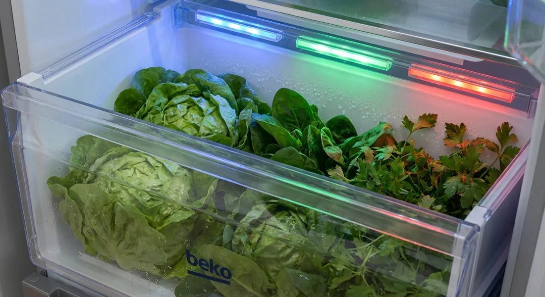 Technologie HarvestFresh de Beko avec éclairage LED coloré pour la conservation