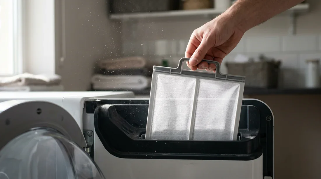 Nettoyage du filtre à peluches d'un sèche-linge Sharp