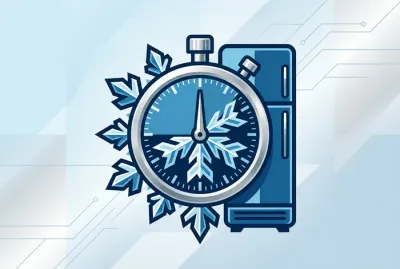 Icône de chronomètre et flocon de neige pour optimisation de réfrigérateur
