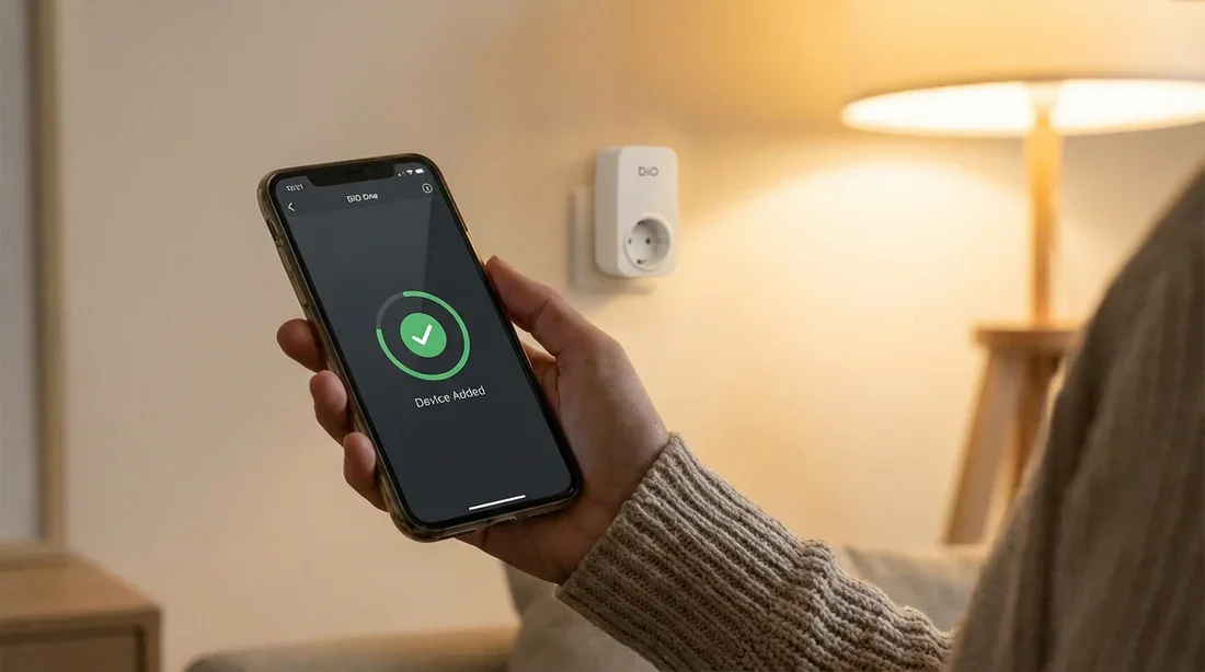 Succès de la connexion de la prise DiO sur l'application smartphone.