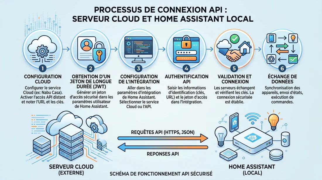 Schéma d'intégration API entre le cloud Netatmo et Home Assistant