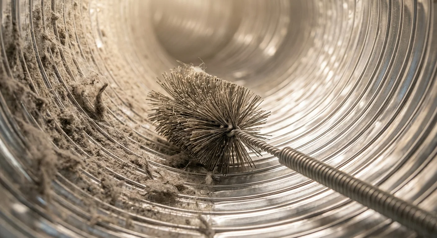 Nettoyage interne d'un conduit de VMC avec une brosse technique haute précision.
