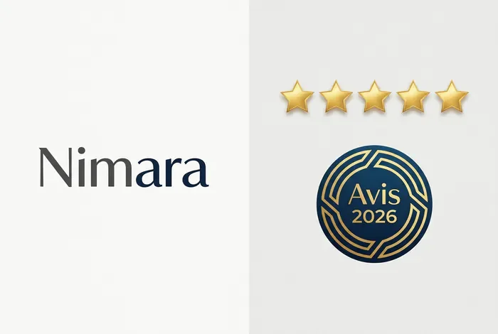 Vignette avis Nimara 2026 avec 5 étoiles dorées