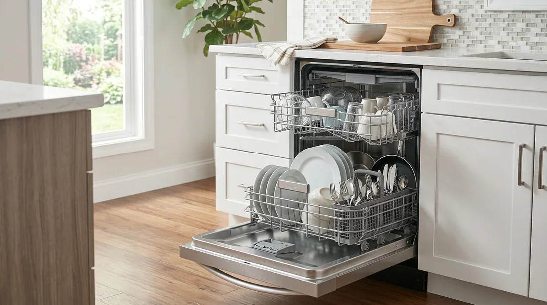 Intérieur d'un lave-vaisselle propre et bien organisé