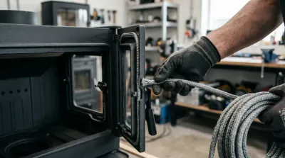 Schéma explicatif de l'emplacement du joint de porte de poêle