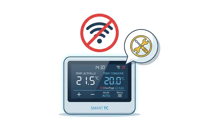 Icône illustration thermostat Smart TC erreur Wi-Fi