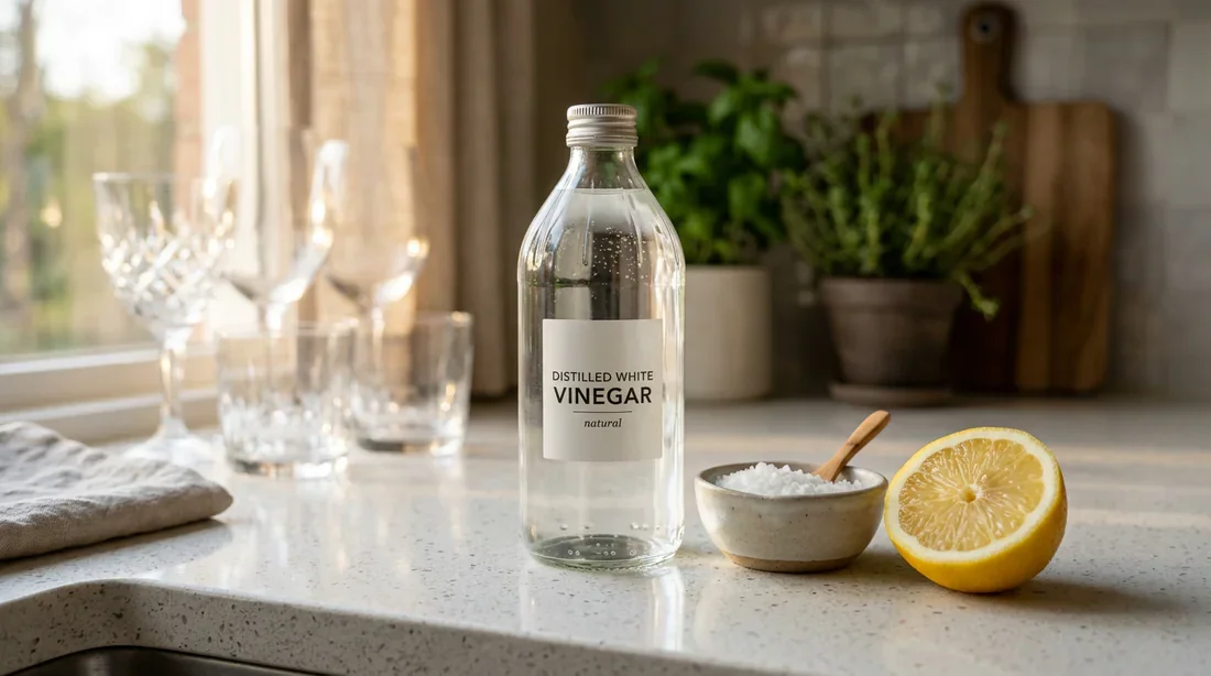 Astuces naturelles contre le voile blanc Produits naturels comme le vinaigre blanc pour faire briller les verres