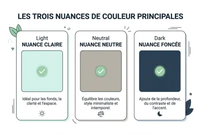 Infographie montrant trois choix de teintes de peinture