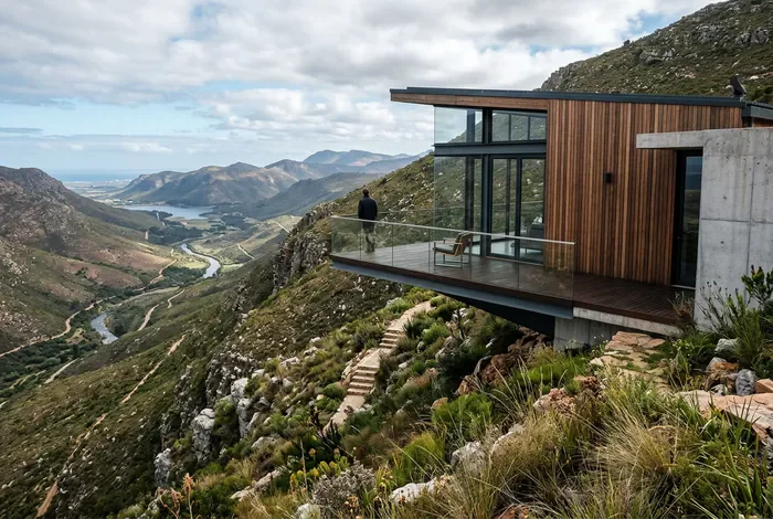 Gros plan sur l'architecture d'une maison de colline