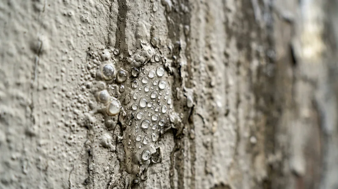 Conséquences de la pluie sur une peinture fraîche Dégâts de la pluie sur une peinture murale fraîche