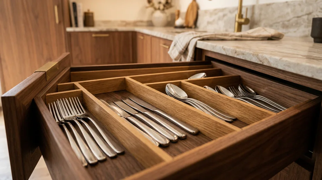 Aménagement intérieur sur mesure en bois pour tiroir Schmidt