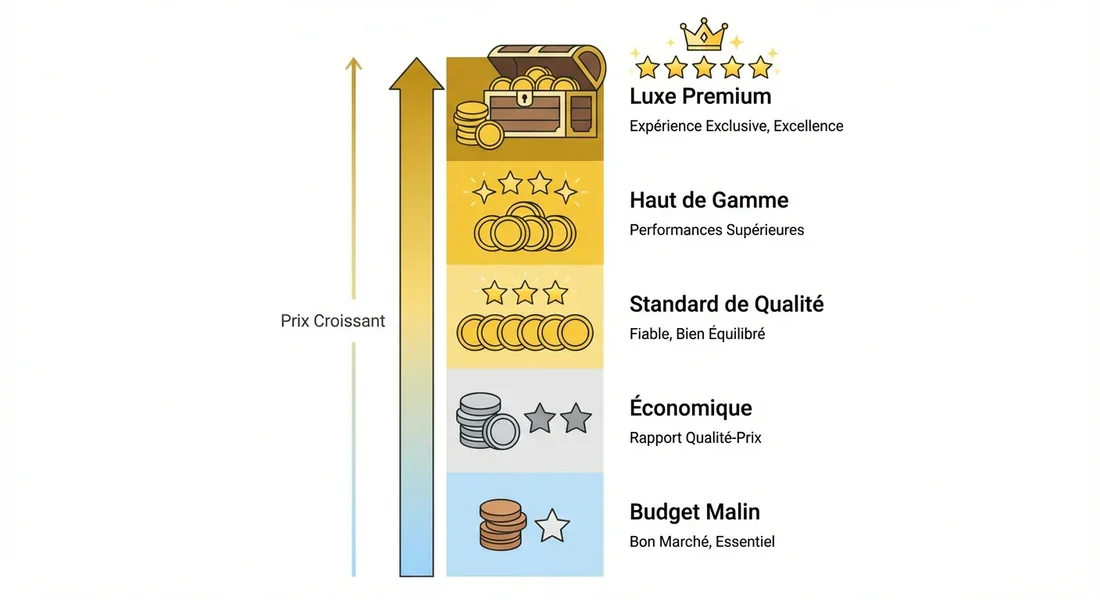 Infographie comparative des gammes de prix entre Ixina et Cuisine Plus.