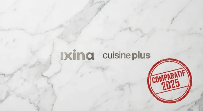 Cuisine Plus ou Ixina : Le comparatif expert 2025 - Ixina vs Cuisine Plus : Le secret pour ne pas surpayer - Cuisine Plus ou Ixina : Quelle est la meilleure marque ? Miniature du comparatif 2025 entre Ixina et Cuisine Plus sur fond de marbre.
