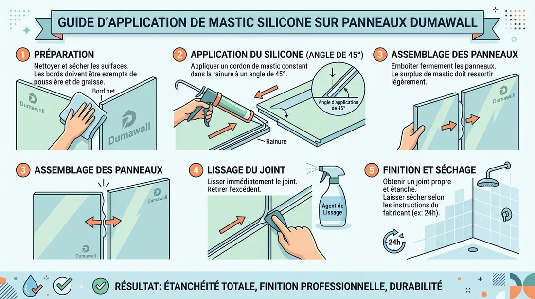 Schéma explicatif des étapes pour étanchéifier des dalles Dumawall