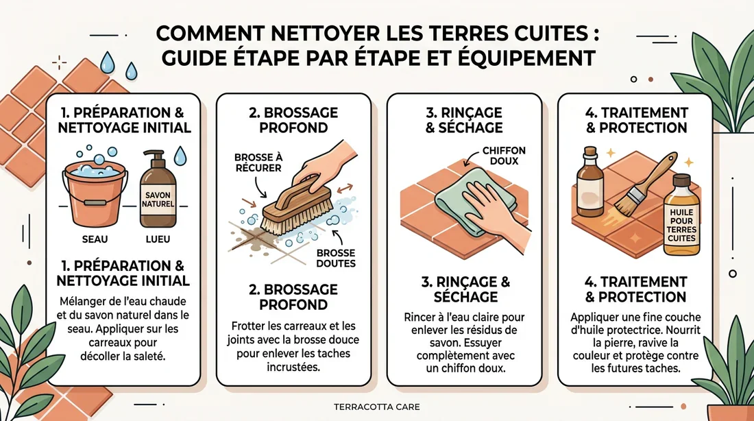 Checklist du matériel pour l'entretien des tomettes Matériel nécessaire pour nettoyer et huiler ses tomettes