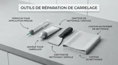 Avant et après la réparation d'un carreau de carrelage