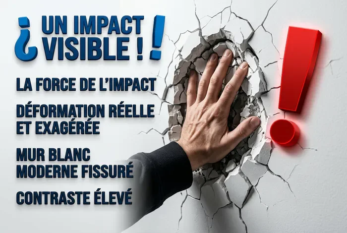 Infographie d'avertissement montrant une main appuyant sur un mur déformé avec la mention Danger ?