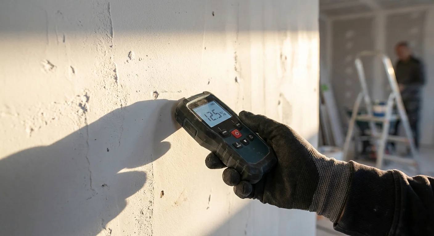 Diagnostic technique d'un placo humide Mesure du taux d'humidité d'un mur en placo avec un humidimètre