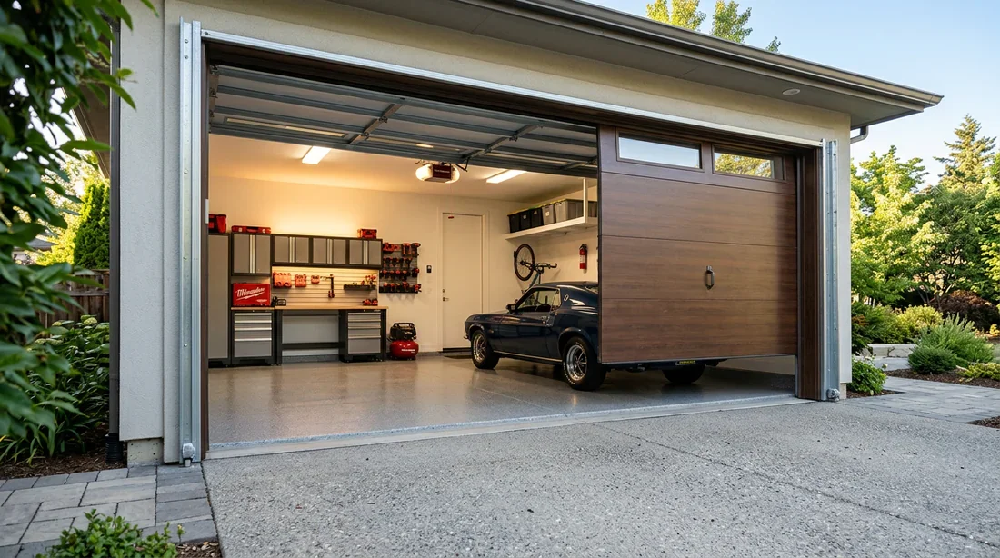 Porte de garage sectionnelle Wayne Dalton moderne et lumineuse