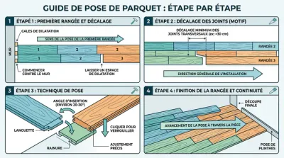 Détail de pose de lames de parquet