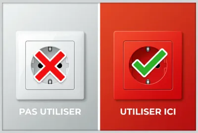 Comparaison entre une prise électrique standard et une prise rouge dédiée