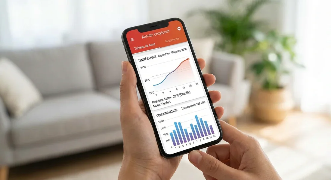 Pilotage intelligent Atlantic Cozytouch Interface de l'application Atlantic Cozytouch pour le pilotage de la PAC