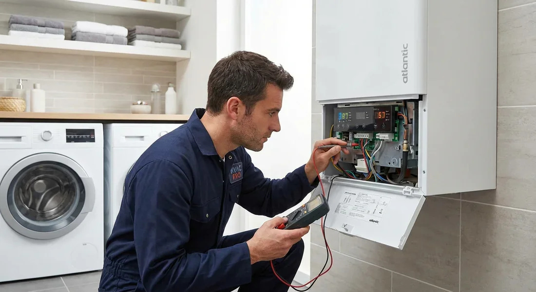 Maintenance et installation Atlantic Alfea Technicien réalisant la maintenance d'une unité intérieure Atlantic Alfea