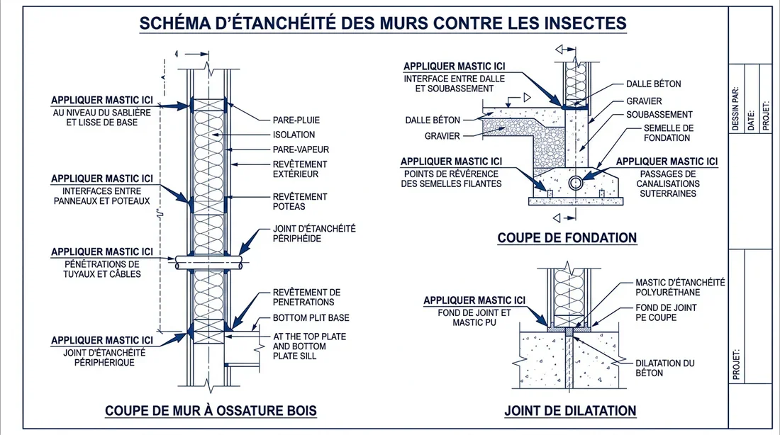 Prévenir l'installation des guêpes Schéma technique pour calfeutrer les entrées de guêpes