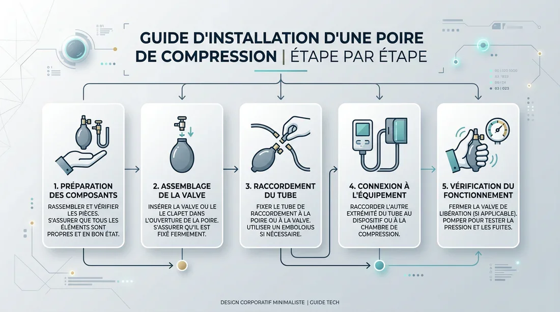Infographie des étapes d'installation d'un raccord de compression