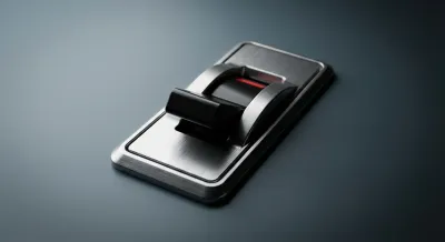 Gros plan iconique d'un disjoncteur électrique sur tableau moderne