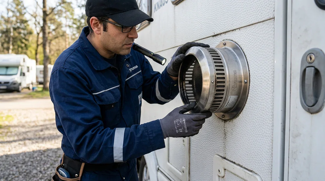 Entretien de la ventouse extérieure Truma Inspection et entretien de la ventouse d'évacuation extérieure d'un chauffage Truma