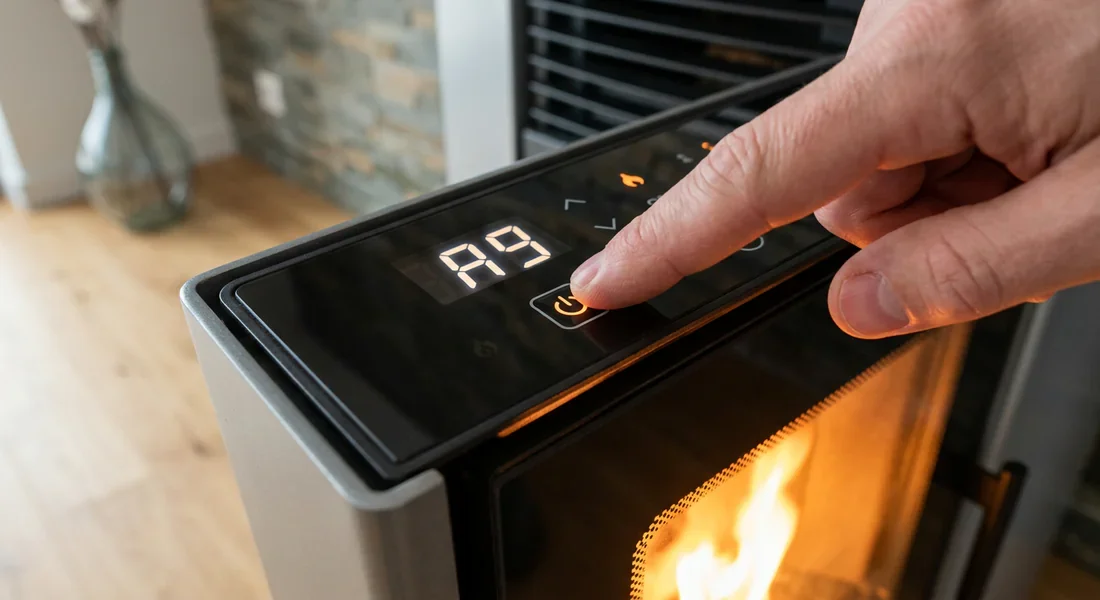 Saisie du code universel A9 sur panneau de commande poêle