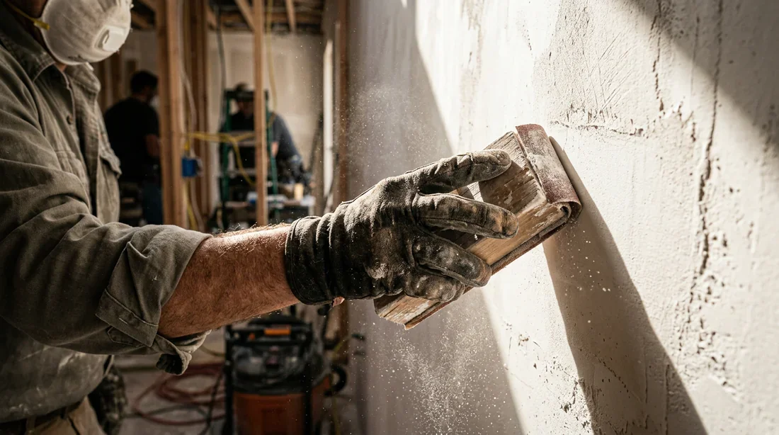 Technique et gestes de ponçage Schéma montrant les bons gestes pour poncer un mur