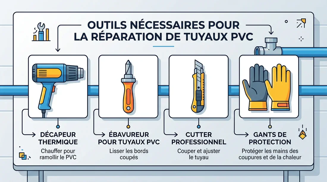 Outillage nécessaire pour la réparation et l'alésage de tubes PVC