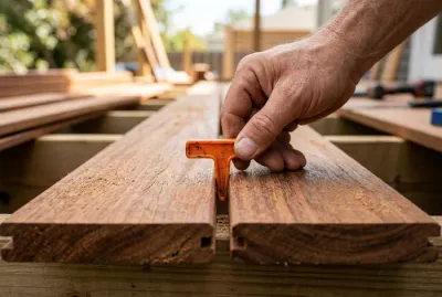 Installation d'une cale d'espacement pour une terrasse en bois