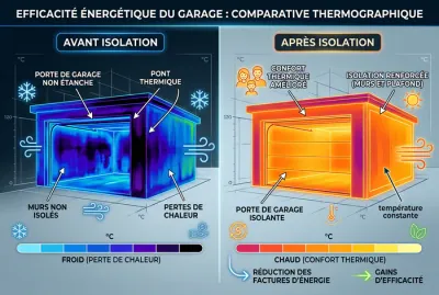 Schéma thermographique comparatif d'isolation thermique de garage