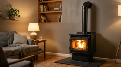 Gros plan sur un poêle à pellet moderne