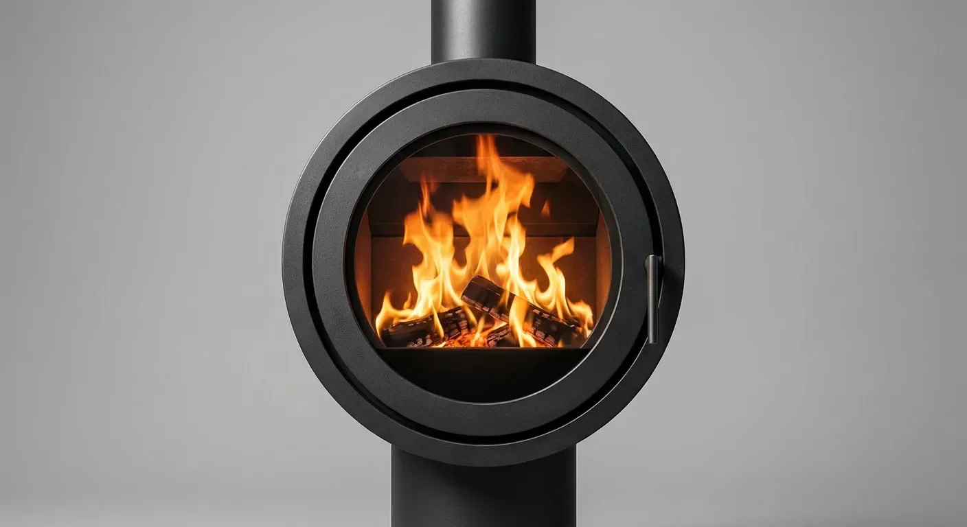 France Turbo 2026 : Poêle à Bois Design et Performant Gros plan sur les flammes d'un poêle à bois design France Turbo.