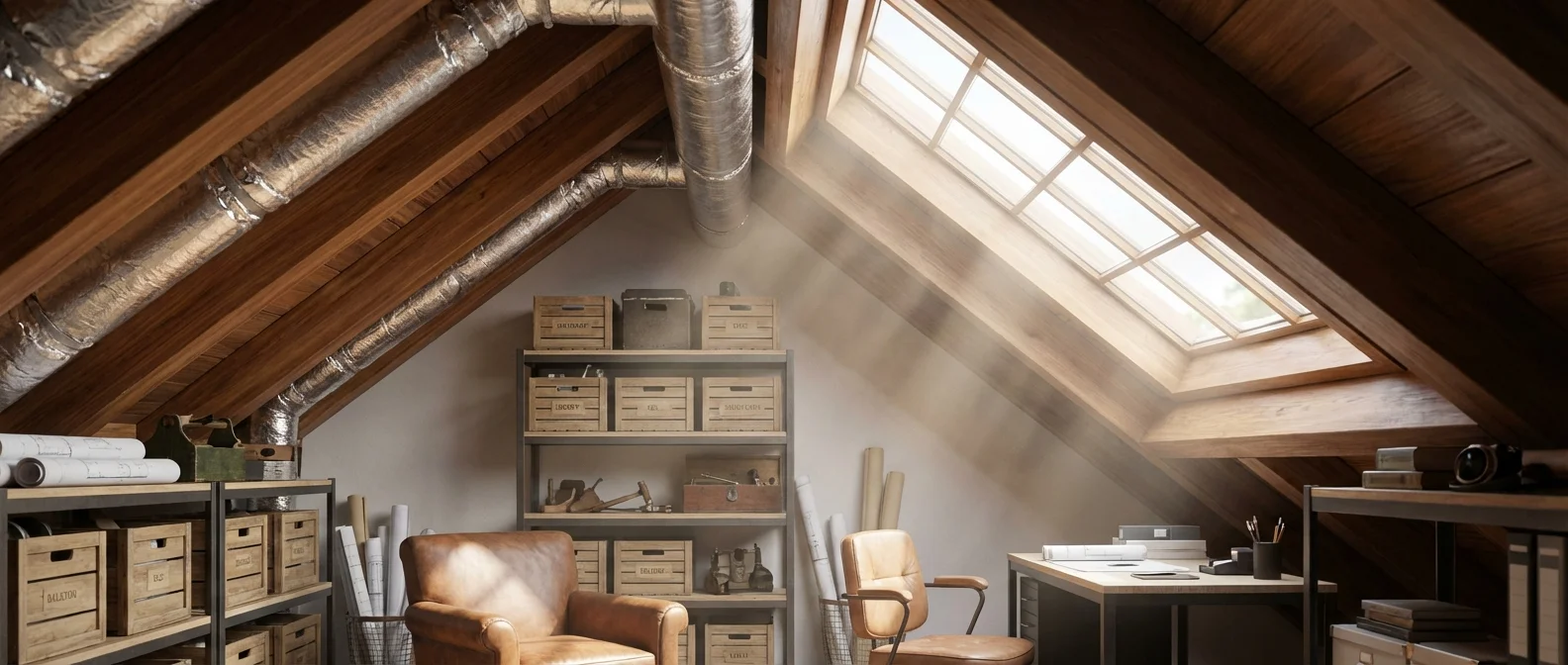 Gaines de VMC avec isolation thermique haute performance dans des combles propres