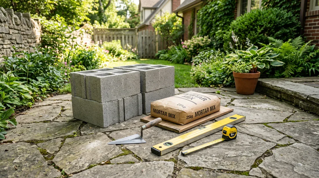 Matériel et outils nécessaires pour fabriquer une jardinière en parpaings