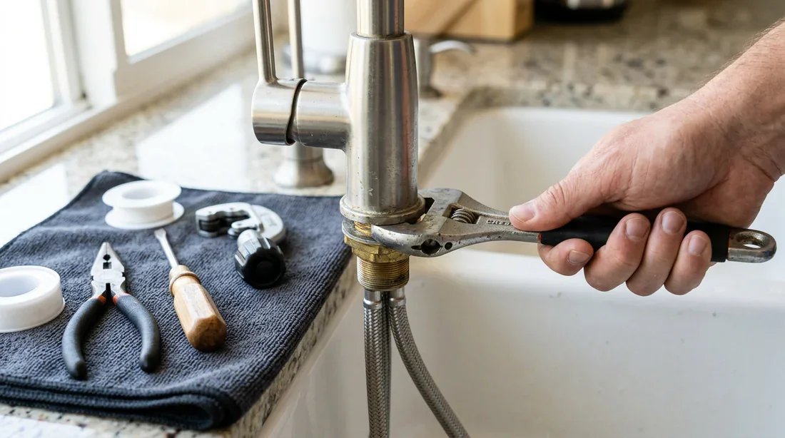 Démontage du mitigeur Démontage d'un robinet avec une clé à molette
