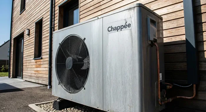 Pompe à chaleur Chappée avis : Fiabilité et prix 2025 - PAC Chappée : Top ou Flop ? Mon avis d'expert (2025) - Pompe à chaleur Chappée : Quel avis sur ce matériel ? Miniature d'une pompe à chaleur Chappée en extérieur